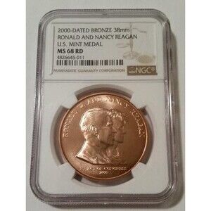 2000 Ronald and Nancy Reagan U.S. Mint Bronze Medal MS68 RED NGC